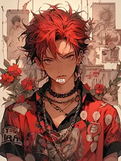 复古港风动漫男生壁纸|头像|红玫瑰