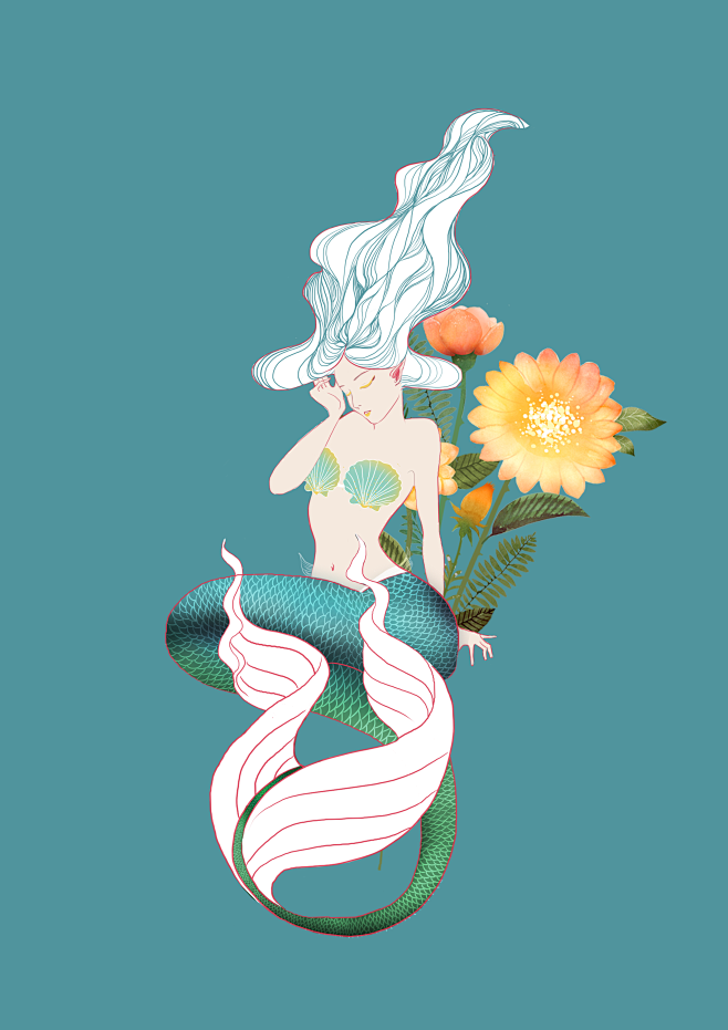 沐浴露插画-美人鱼