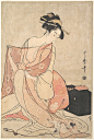 Kitagawa Utamaro (Japanese, 1753–1806). A Woman and a Cat, ca. 1793–94. Edo period (1615–1868), Japan. The Metropolitan Museum of Art, New York.