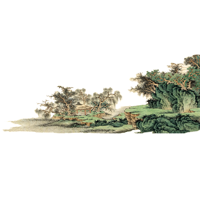 中国古风水墨山水免扣PNG透明图片 插画后期美化PS设计素材 (59)