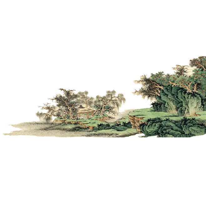 中国古风水墨山水免扣PNG透明图片 插画后期美化PS设计素材 (59)-花瓣网