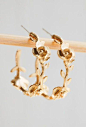 Roses & Vine Golden Hoop Earrings Wedding Bride