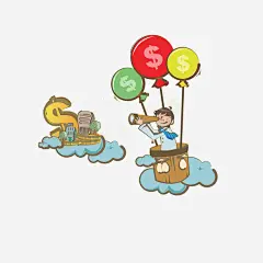 卡通寻求商机男子插画素材psd免抠素材_新图网 https://ixintu.com 商务 商务风插画 美元气球 寻求商机男子 卡通手绘