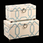 旺府 新中式现代中式样板房摆件漆器环扣天蓝几何纹收纳盒储物盒