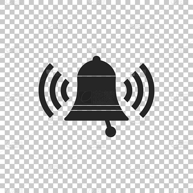 铃声图标孤立在透明的背景。报警标志、服务铃、手铃标志、通知标志。平面设计。矢量图