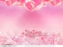 粉红色花朵带小花纹和艺术字体的优美梦幻背景模板