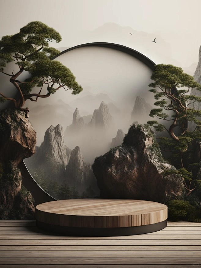 极简主义高级感中国风背景图，古代建筑艺术...