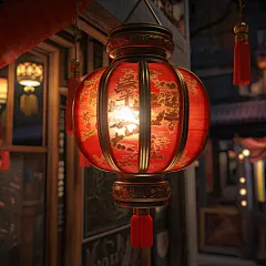 红色灯笼喜庆灯笼镂空灯笼新年春节的素材