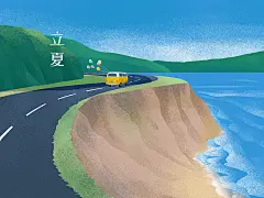 沿海公路上的面包车图片下载