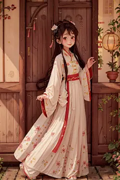 可爱素雅中国风汉服女生人物插画