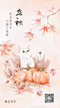 立秋秋天秋分节气猫咪动态海报