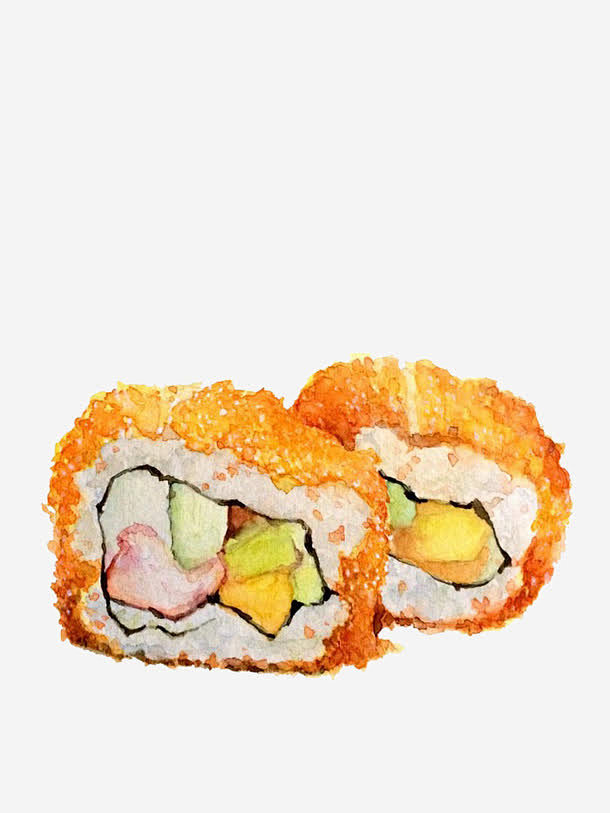 插画寿司高清素材 寿司 手绘 美食 肉松...