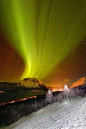 Aurora Boreales over Volcano, Balsfjord, Norway_费迪卡 - 美丽鸟
