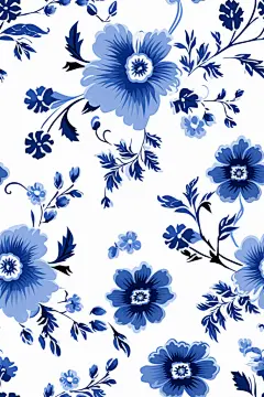 青花瓷纹样插图绘画