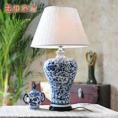 中式景德镇复古典青花陶瓷将军罐卧室床头客厅书房手绘台灯具灯饰-tmall.com天猫