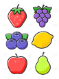 夏季夏日扁片插画水果果蔬组合元素素材