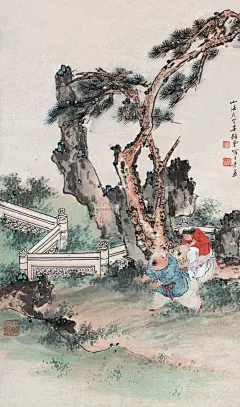 【吴光宇绘画作品 —— 婴戏图】
吴光宇（1908-1970），又名吴显曾，原籍浙江绍兴，生于北京。早年受伯父吴镜汀影响，习山水画。后转攻人物画，师从徐燕孙。擅长工笔人物画。长于历史人物画。