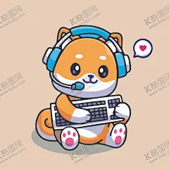 可爱秋田犬矢量卡通插画 【酷图网】可爱,小狗,柴犬,笨狗,狗狗,田园犬,秋田犬,艺术,插画,儿童插画,矢量,儿童画,北欧风,简笔画