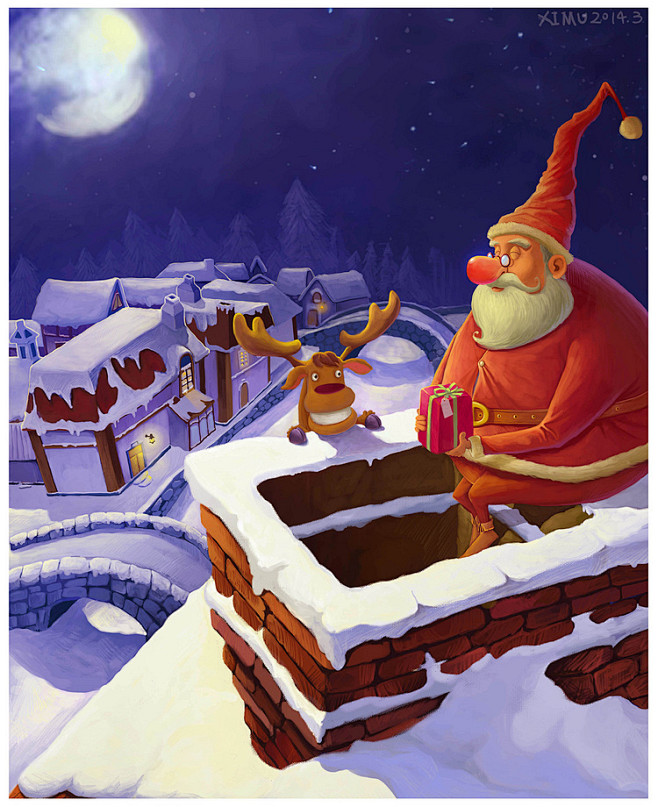 圣诞老人-西木得栗_童话，鹿，老人，圣诞...