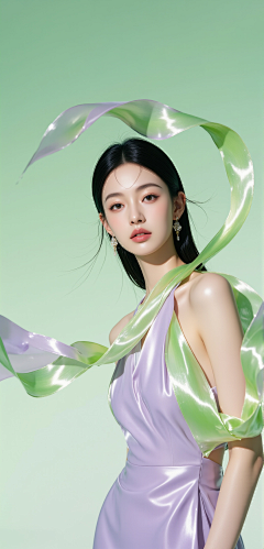 喜欢小卷子的瑟瑟仔采集到蓝色绿色背景AI人物
