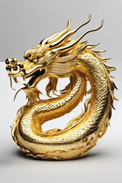 国风生肖神龙金属黄金龙模型图片