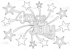 彩色页与节日引用7月4日的背景与烟花和星星