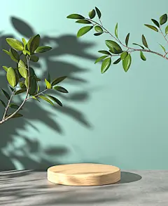 C4D建模墨绿色大气北欧INS风植物电商展台海报背景
