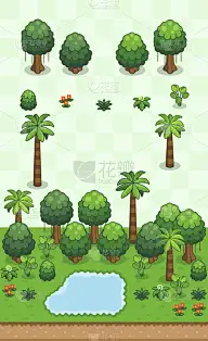 植物群,热带雨林,热带气候,环境,简单,植物,夏天,户外,雨林,绘画插图