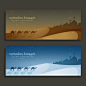 Camels in the desert banners Free Vector