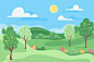 Flat spring landscape concept | Free Vector #Freepik #freevector #background #nature #landscape #spring