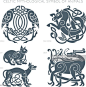 Stock Illustration : Ancient celtic mythological symbol of animals. Vector illustrati