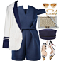 A fashion look from July 2014 featuring summer jackets, blue jumpsuit and hinged bangle. Browse and shop related looks.