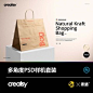 牛皮纸购物袋子快餐打包袋礼品袋PSD样机Mockup设计creatsy素材