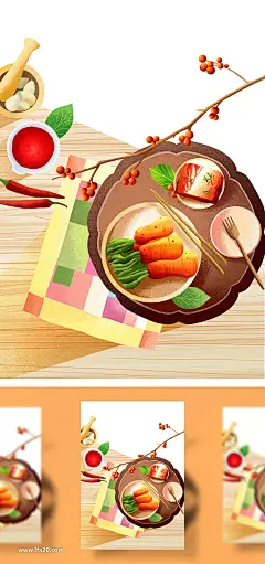 食材原料 装盘泡菜 美食手绘 水彩插画设计PSD素材_平面素材_乐分享-设计共享素材平台 
