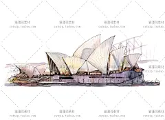 gq319JPG水彩手绘插画风格世界名胜建筑古迹地标高清图片海报素材-淘宝网