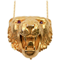14k yellow gold Victorian snarling tiger head pendant. The eyes are rubies, and he has the old hook on the back, to hang a pocket watch. It is attached to a 14k gold 18” chain.
