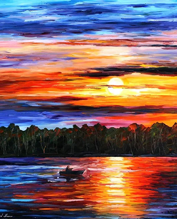 色彩与光的交融：调色刀创作的油画 - Leonid Afremov 油画系列