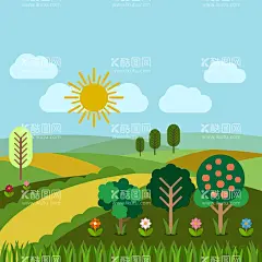 矢量春天背景  - 源文件下载【酷图网】矢量春天背景,春天风景壁纸,春天壁纸,绿色背景,大自然,清新,景色,自然季节,春季,四季,插图,卡通,风景地形,