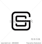 letter G and S monogram square shape logo black