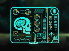 Futuristic Video Game UI Screen: 