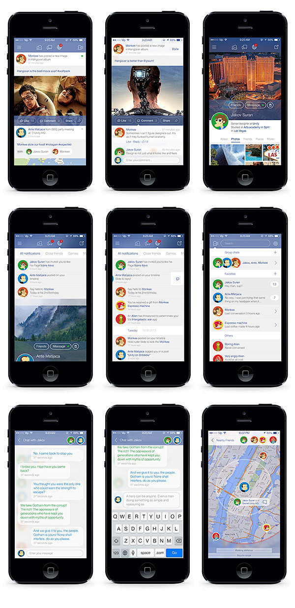 Facebook iOS 7 redes...