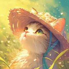 可爱猫咪戴帽子，阳光下，Midjourney绘画
