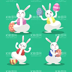 卡通可爱兔子  - 源文件下载【酷图网】卡通可爱兔子,可爱兔子,小兔子,卡通,手绘,矢量图