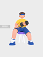 卡通创意练肌肉健身锻炼人物3D立体C4D图片_潮国创意