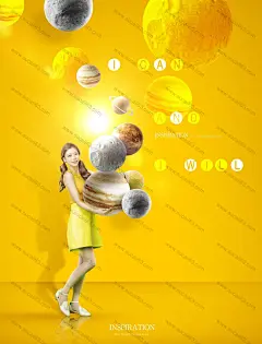 黄色星球时尚美女空间合成海报图片海报设计旅行海报首页素材