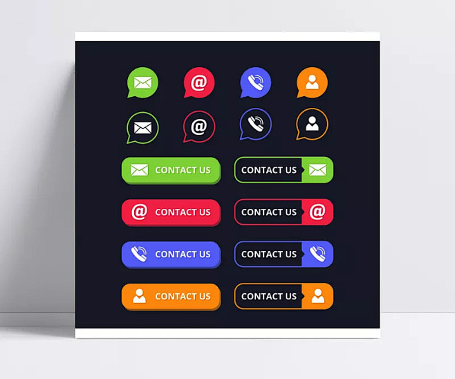 精致联系方式按钮矢量图|电话,手机,邮件...