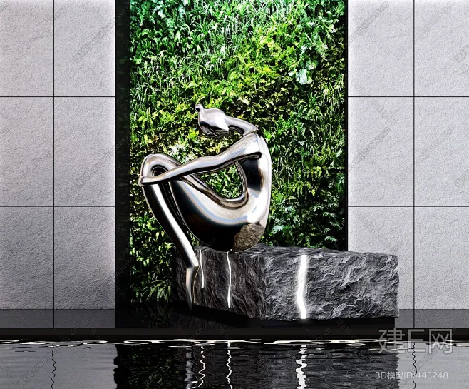 现代雕塑水景3d模型图片_小品—雕塑图片素材-花瓣网