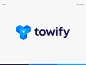 Towify Logo flower turbine mark symbol logotype letter t startup identity 3d logo isometry typography custom lettering logo branding