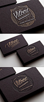 Beautiful Vintage Style Illustration On A Black Business Card For A Photographer: