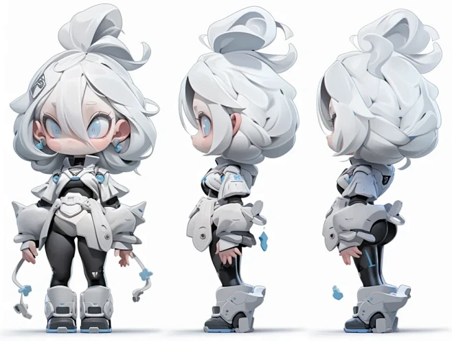 MJ｜Q版角色设计 三视图（带tag）